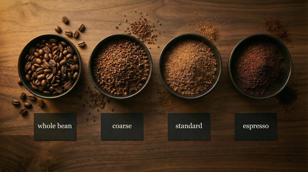 Coffee sizes and grinds